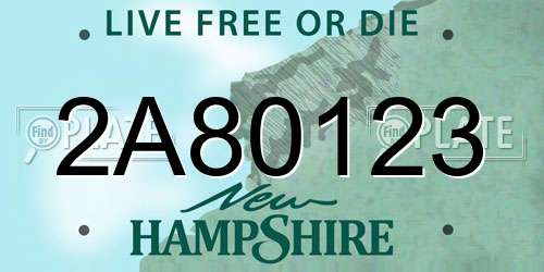2A80123 New Hampshire License Plate