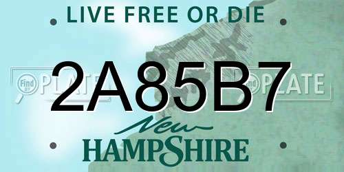 2A85B7 New Hampshire License Plate