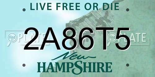 2A86T5 New Hampshire License Plate