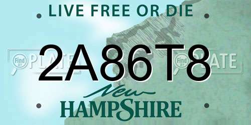 2A86T8 New Hampshire License Plate