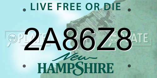 2A86Z8 New Hampshire License Plate