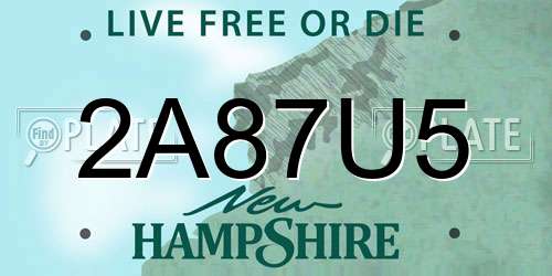 2A87U5 New Hampshire License Plate