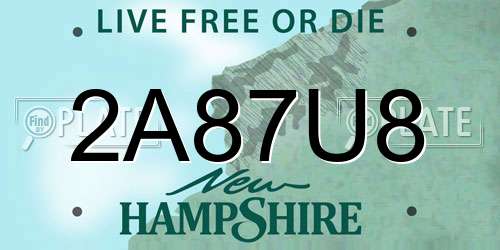 2A87U8 New Hampshire License Plate