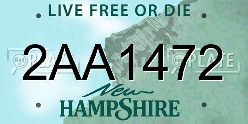 2AA1472 New Hampshire License Plate