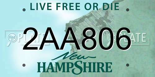 2AA806 New Hampshire License Plate
