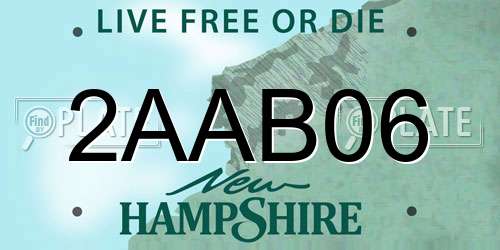 2AAB06 New Hampshire License Plate