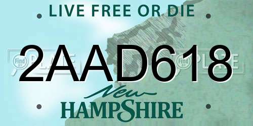2AAD618 New Hampshire License Plate