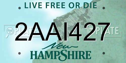 2AAI427 New Hampshire License Plate