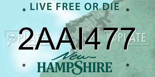 2AAI477 New Hampshire License Plate