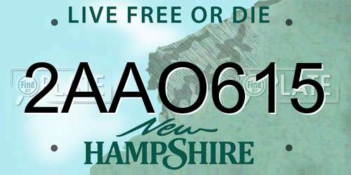 2AAO615 New Hampshire License Plate