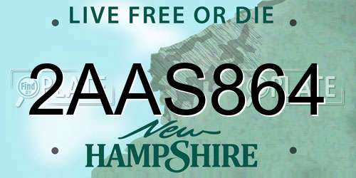 2AAS864 New Hampshire License Plate