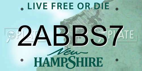 2ABBS7 New Hampshire License Plate