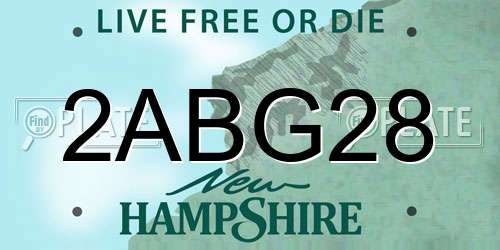 2ABG28 New Hampshire License Plate