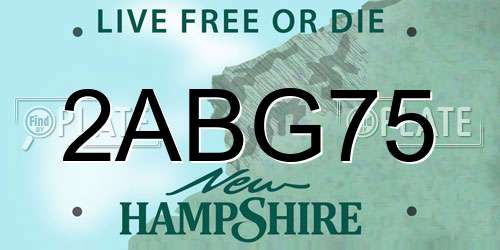 2ABG75 New Hampshire License Plate