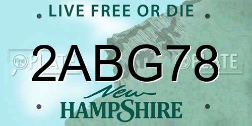 2ABG78 New Hampshire License Plate