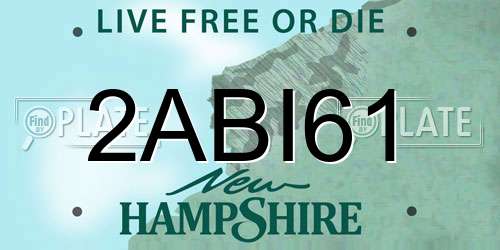 2ABI61 New Hampshire License Plate