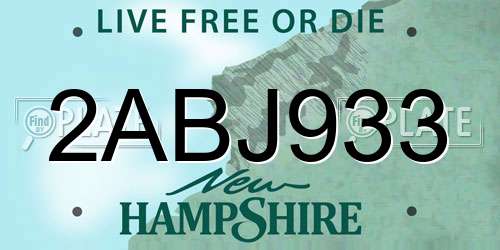 2ABJ933 New Hampshire License Plate