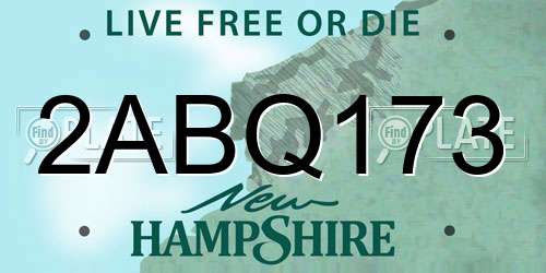 2ABQ173 New Hampshire License Plate