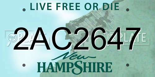 2AC2647 New Hampshire License Plate