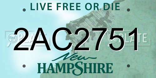 2AC2751 New Hampshire License Plate