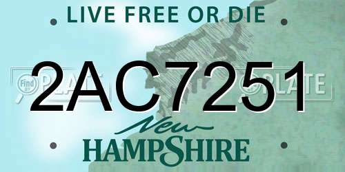 2AC7251 New Hampshire License Plate