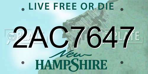 2AC7647 New Hampshire License Plate