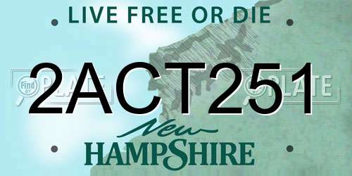 2ACT251 New Hampshire License Plate