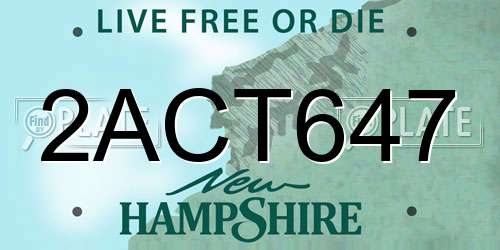 2ACT647 New Hampshire License Plate