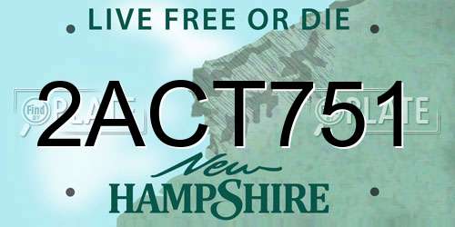 2ACT751 New Hampshire License Plate