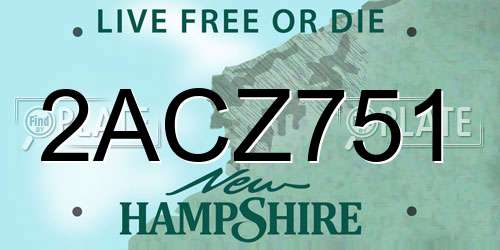 2ACZ751 New Hampshire License Plate