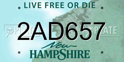 2AD657 New Hampshire License Plate