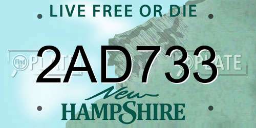 2AD733 New Hampshire License Plate