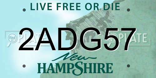 2ADG57 New Hampshire License Plate