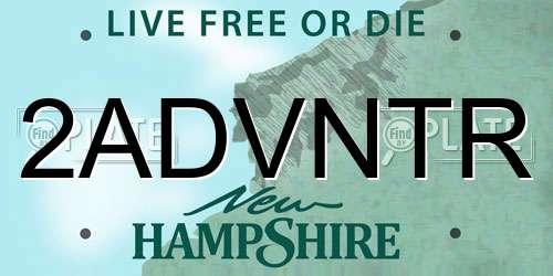2ADVNTR New Hampshire License Plate