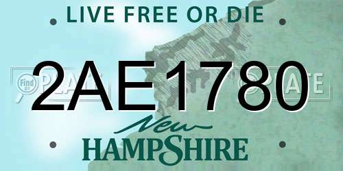 2AE1780 New Hampshire License Plate