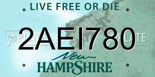 2AEI780 New Hampshire License Plate