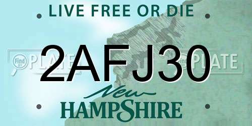 2AFJ30 New Hampshire License Plate