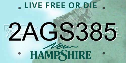 2AGS385 New Hampshire License Plate