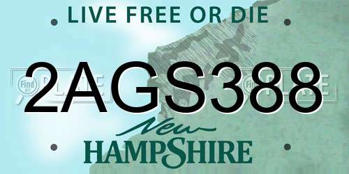 2AGS388 New Hampshire License Plate
