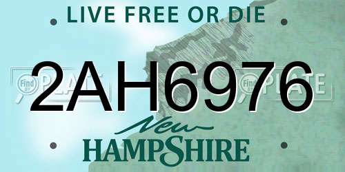 2AH6976 New Hampshire License Plate