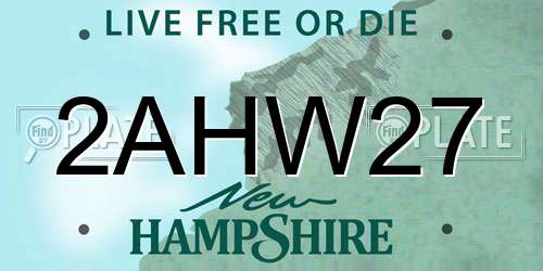 2AHW27 New Hampshire License Plate