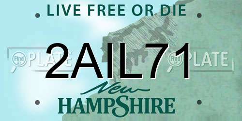 2AIL71 New Hampshire License Plate