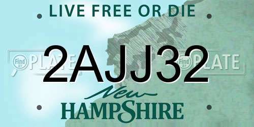 2AJJ32 New Hampshire License Plate
