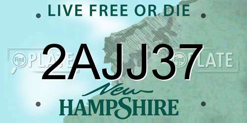 2AJJ37 New Hampshire License Plate
