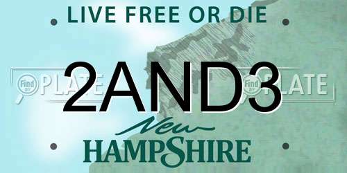2AND3 New Hampshire License Plate
