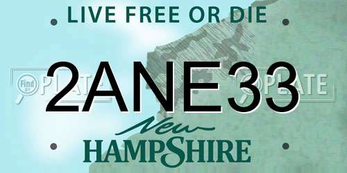 2ANE33 New Hampshire License Plate