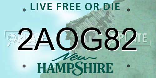 2AOG82 New Hampshire License Plate