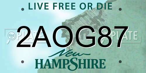2AOG87 New Hampshire License Plate