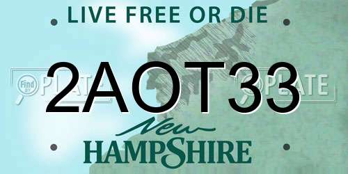 2AOT33 New Hampshire License Plate