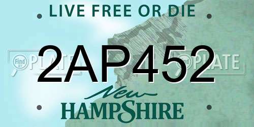 2AP452 New Hampshire License Plate